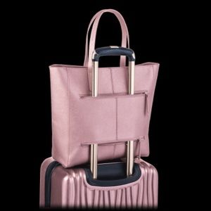 joy mangano metallic leather weekender